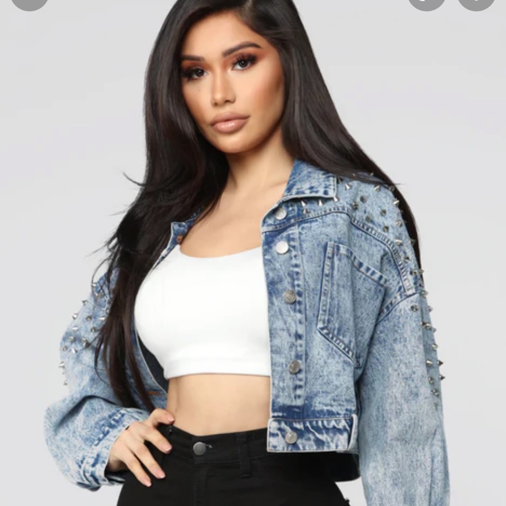 Fashion Nova Spiked Denim Jacket